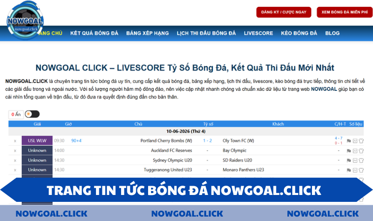 gioi thieu trang Thông tin trang tin tức bóng đá NOWGOAL