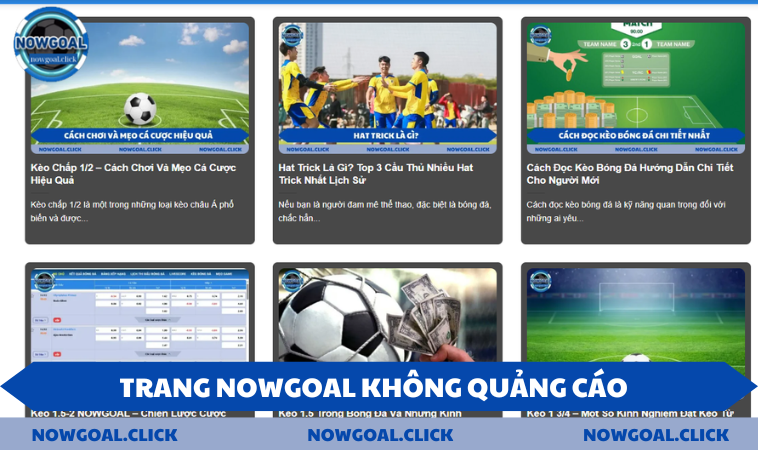 khong quang cao Trang NOWGOAL không quảng cáo